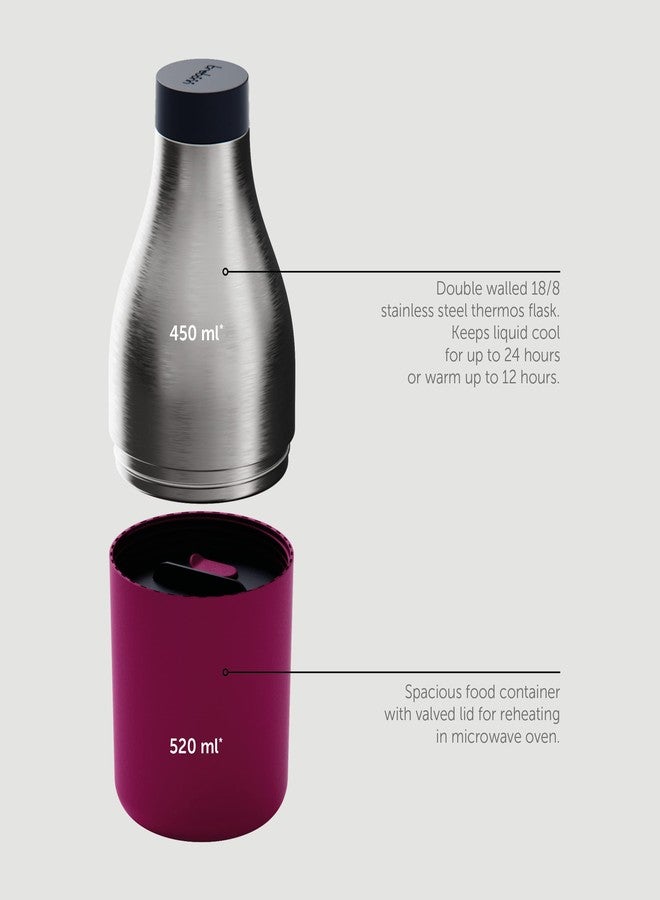trebonn Food&Hydrate 2 Bottle shaped multi compartment container for food and drink - Image 2